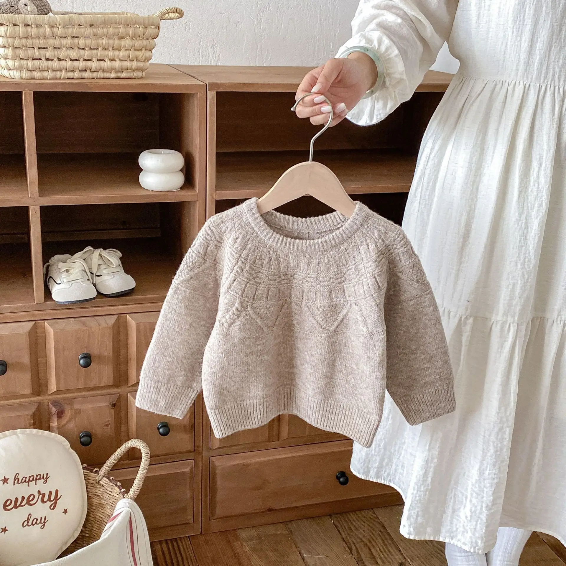 2026 Autumn New Children Casual Sweater Boys Girls Long Sleeve Knit Tops Baby Solid Sweater Kids Cotton Knitted Pullover