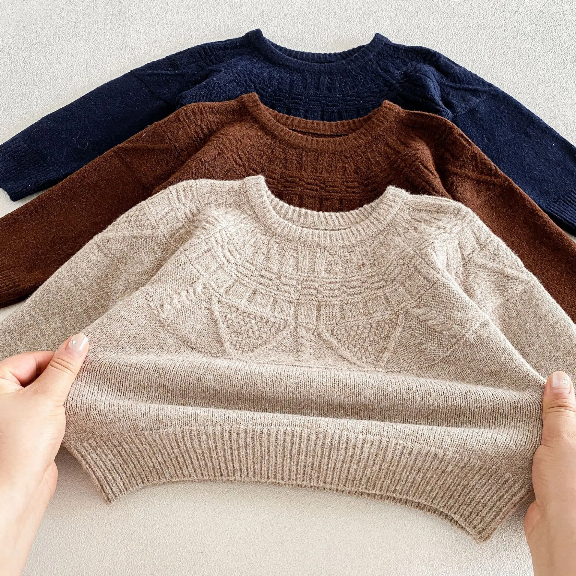 2026 Autumn New Children Casual Sweater Boys Girls Long Sleeve Knit Tops Baby Solid Sweater Kids Cotton Knitted Pullover
