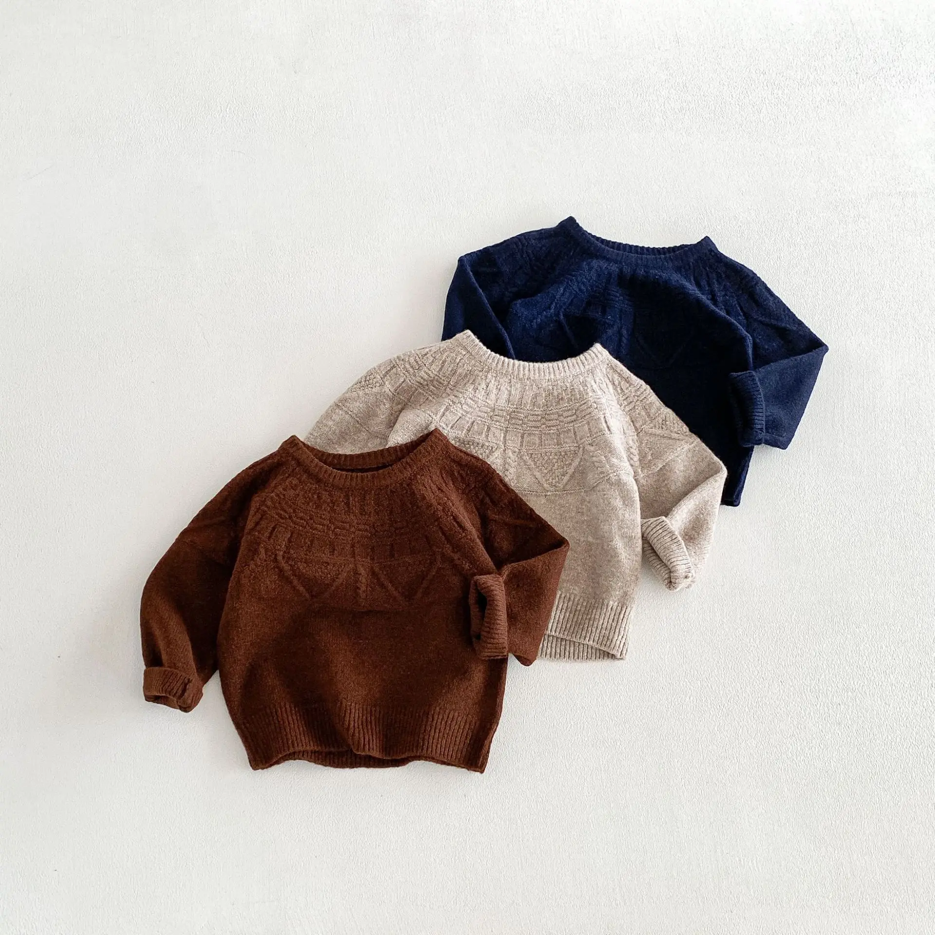 2026 Autumn New Children Casual Sweater Boys Girls Long Sleeve Knit Tops Baby Solid Sweater Kids Cotton Knitted Pullover