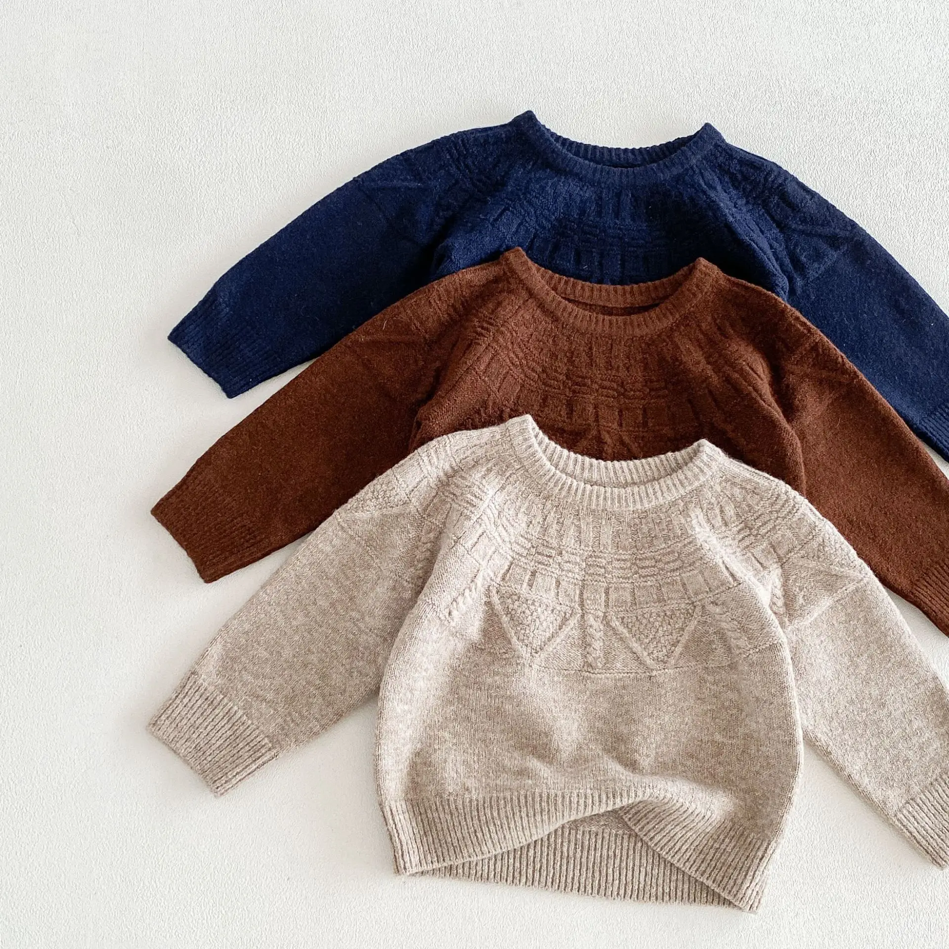 2026 Autumn New Children Casual Sweater Boys Girls Long Sleeve Knit Tops Baby Solid Sweater Kids Cotton Knitted Pullover