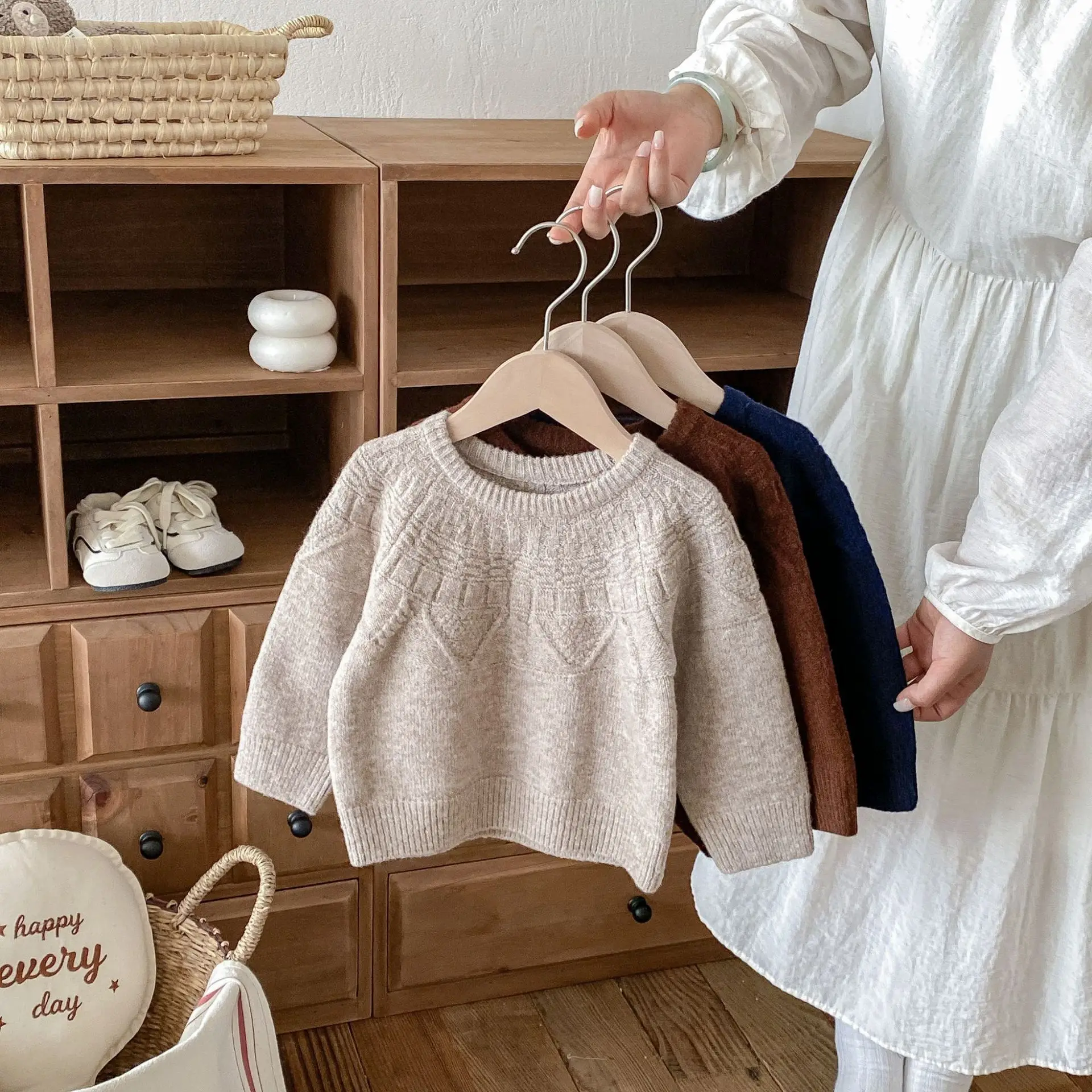 2026 Autumn New Children Casual Sweater Boys Girls Long Sleeve Knit Tops Baby Solid Sweater Kids Cotton Knitted Pullover