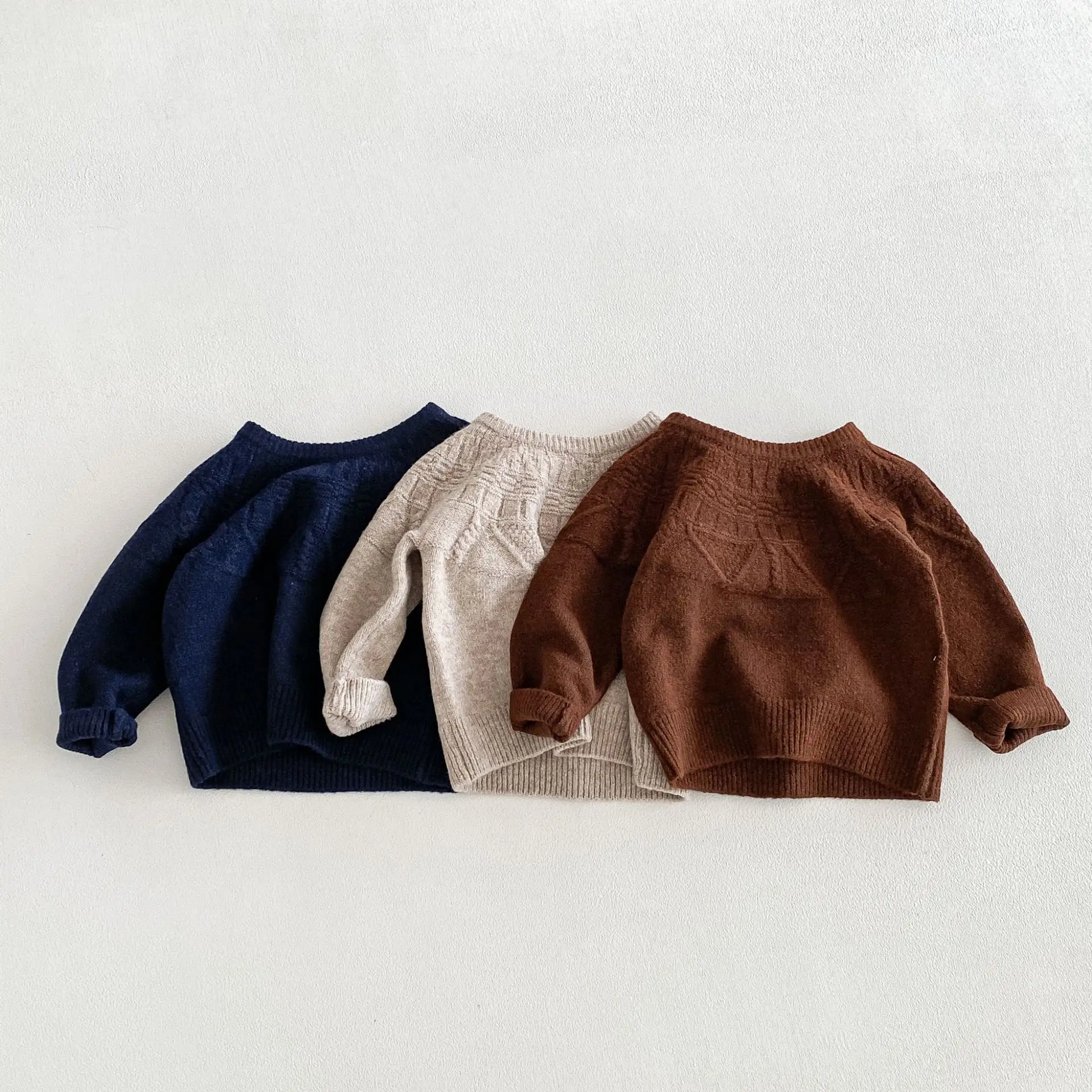 2026 Autumn New Children Casual Sweater Boys Girls Long Sleeve Knit Tops Baby Solid Sweater Kids Cotton Knitted Pullover