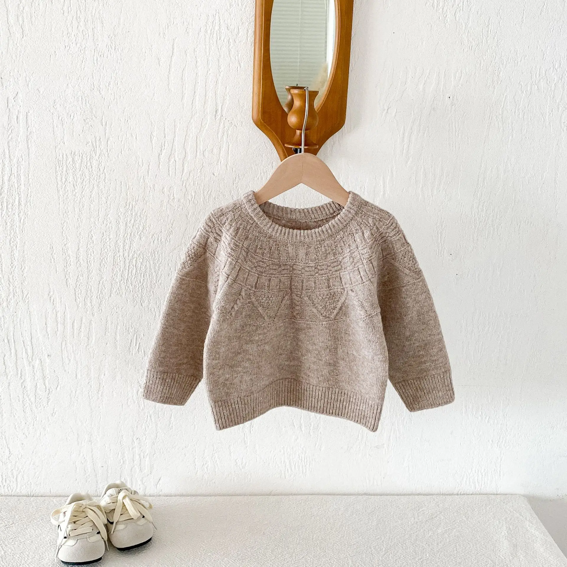2026 Autumn New Children Casual Sweater Boys Girls Long Sleeve Knit Tops Baby Solid Sweater Kids Cotton Knitted Pullover