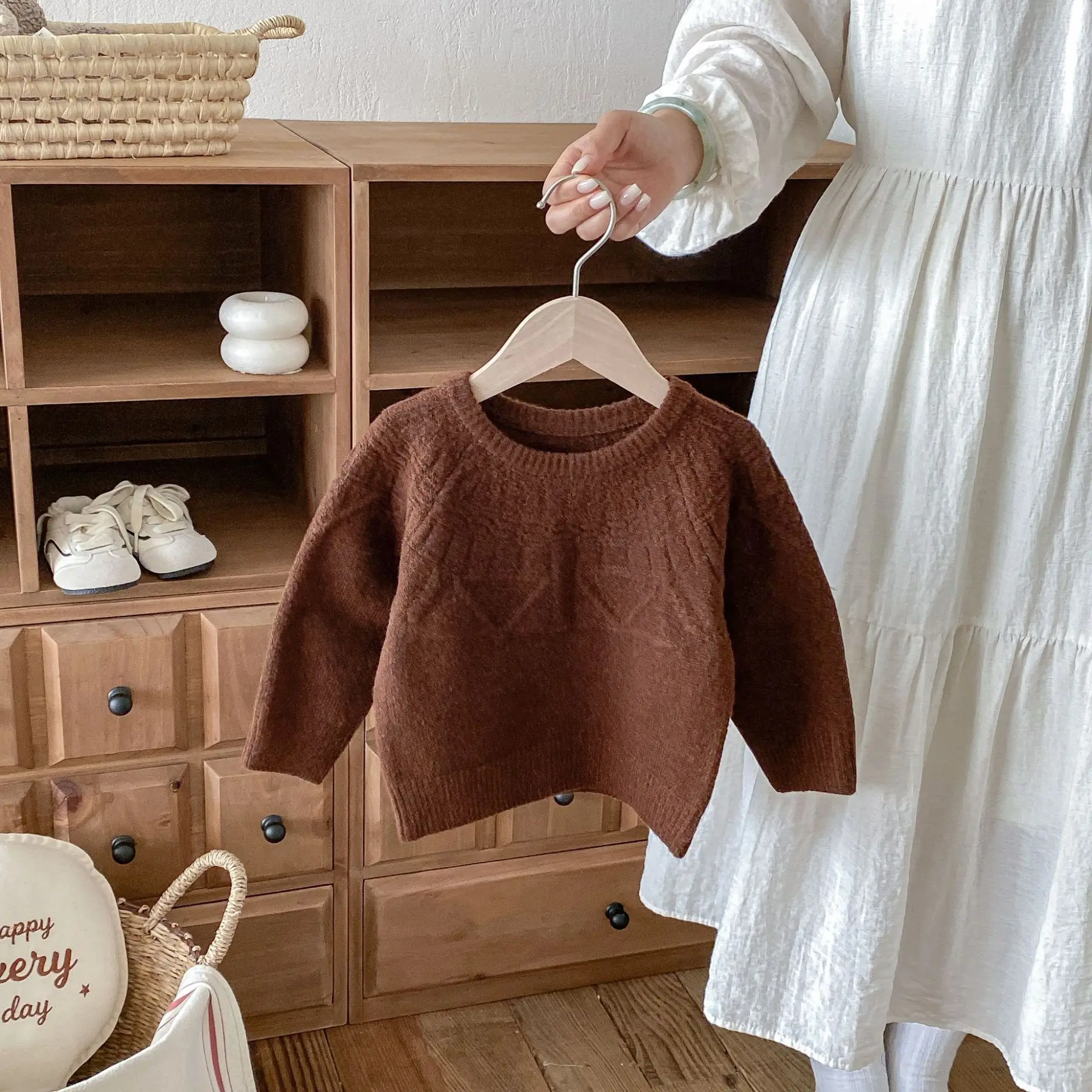 2026 Autumn New Children Casual Sweater Boys Girls Long Sleeve Knit Tops Baby Solid Sweater Kids Cotton Knitted Pullover