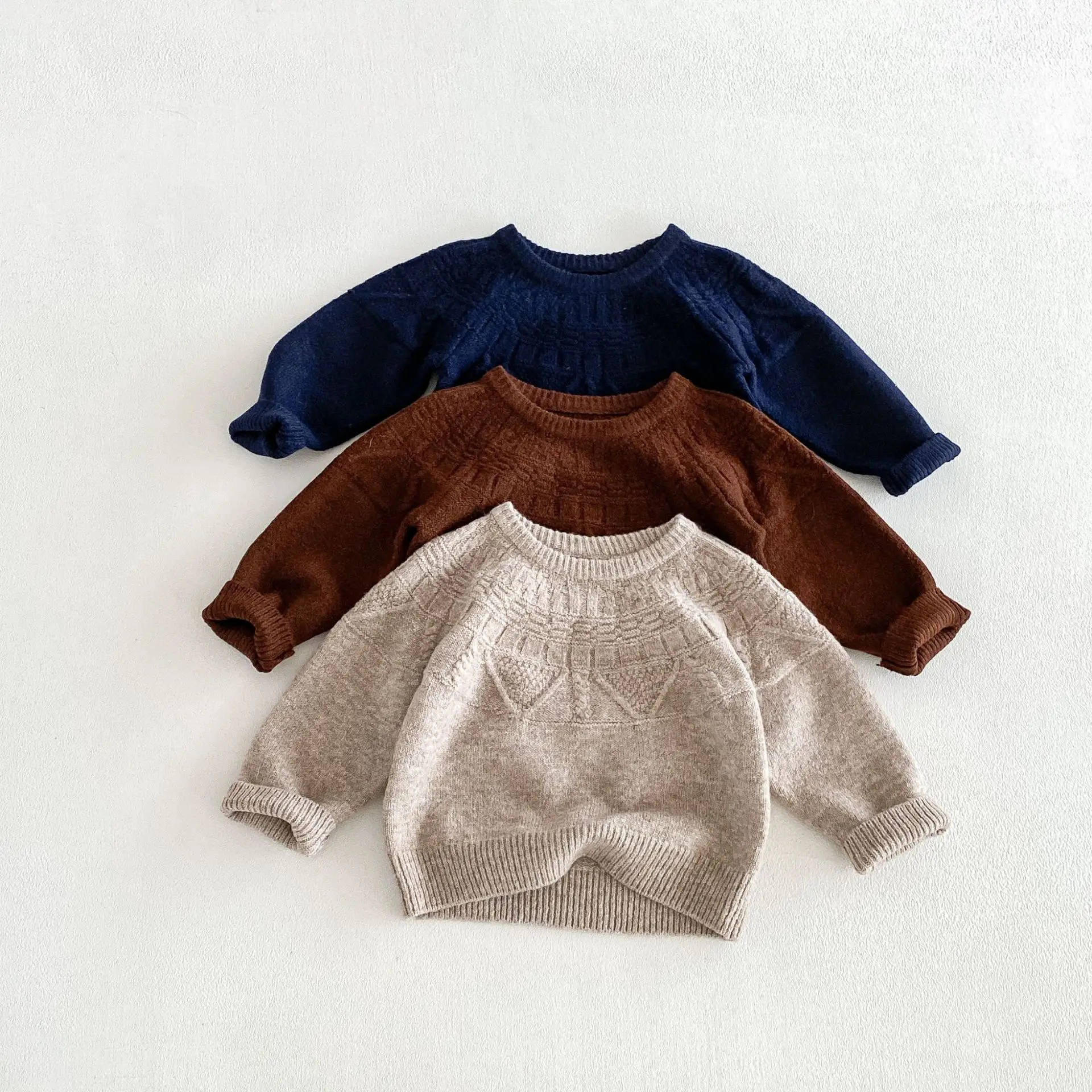 2026 Autumn New Children Casual Sweater Boys Girls Long Sleeve Knit Tops Baby Solid Sweater Kids Cotton Knitted Pullover