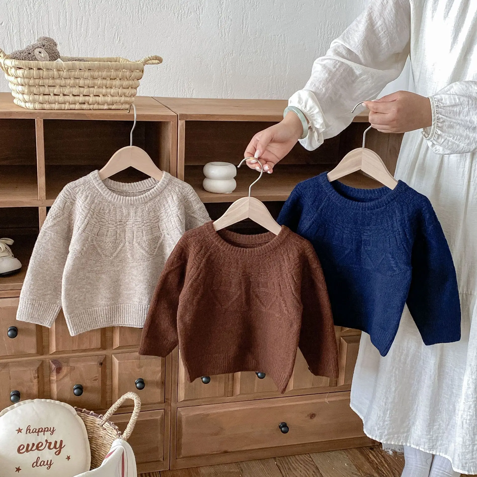 2026 Autumn New Children Casual Sweater Boys Girls Long Sleeve Knit Tops Baby Solid Sweater Kids Cotton Knitted Pullover