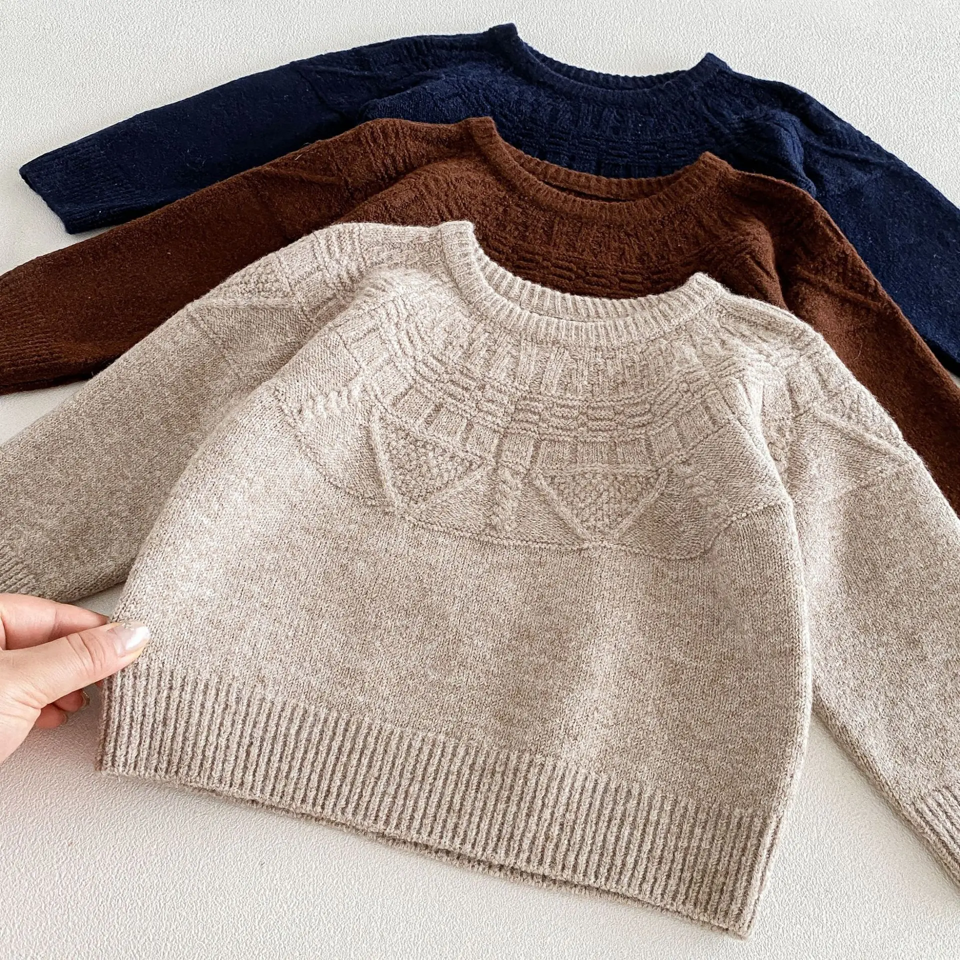 2026 Autumn New Children Casual Sweater Boys Girls Long Sleeve Knit Tops Baby Solid Sweater Kids Cotton Knitted Pullover