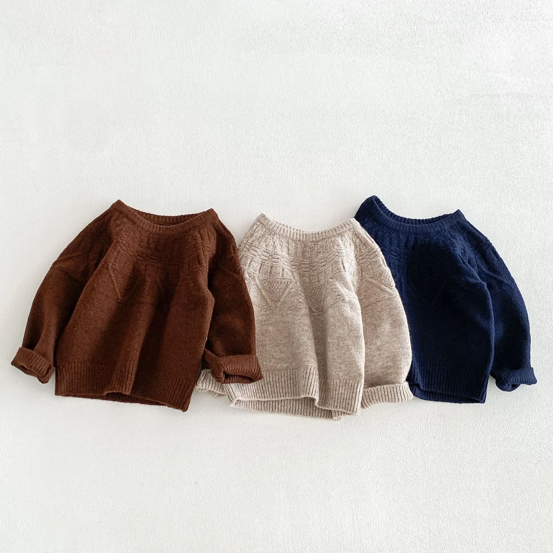 2026 Autumn New Children Casual Sweater Boys Girls Long Sleeve Knit Tops Baby Solid Sweater Kids Cotton Knitted Pullover