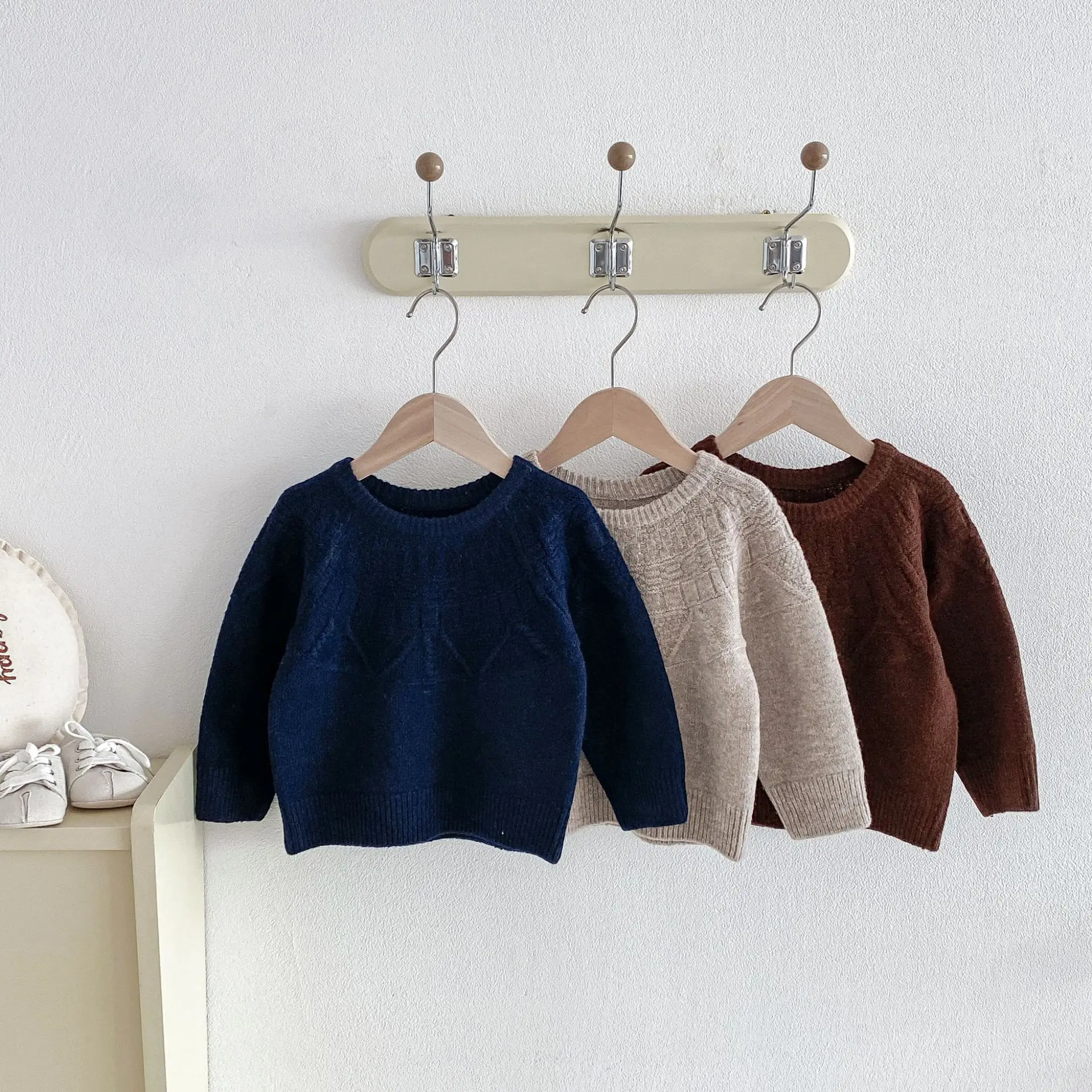 2026 Autumn New Children Casual Sweater Boys Girls Long Sleeve Knit Tops Baby Solid Sweater Kids Cotton Knitted Pullover