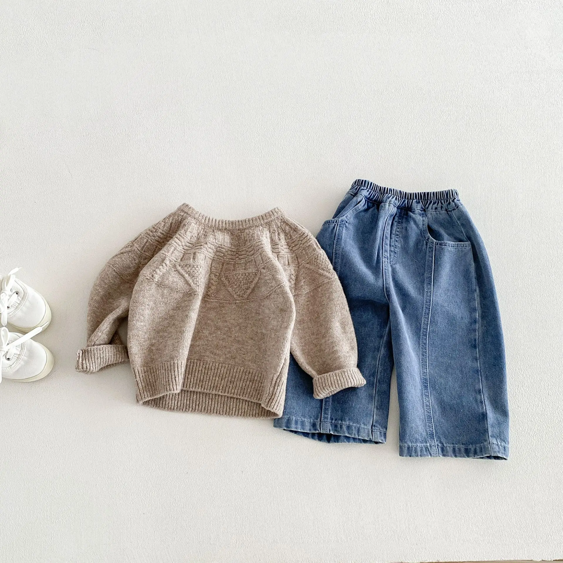 2026 Autumn New Children Casual Sweater Boys Girls Long Sleeve Knit Tops Baby Solid Sweater Kids Cotton Knitted Pullover