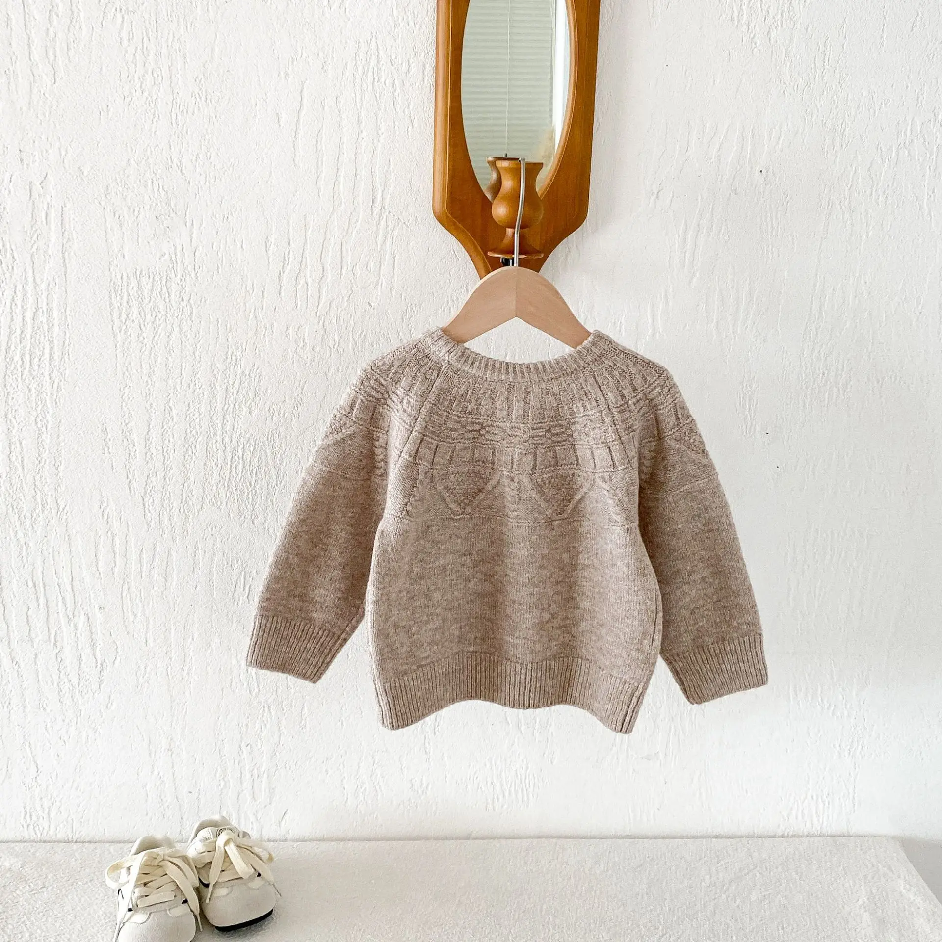 2026 Autumn New Children Casual Sweater Boys Girls Long Sleeve Knit Tops Baby Solid Sweater Kids Cotton Knitted Pullover
