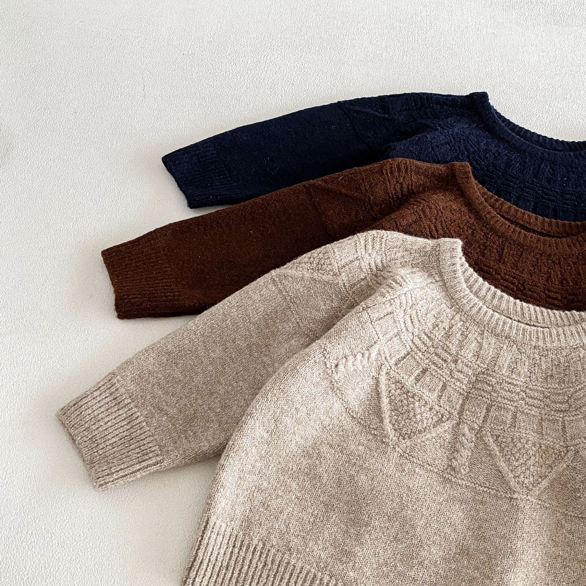 2026 Autumn New Children Casual Sweater Boys Girls Long Sleeve Knit Tops Baby Solid Sweater Kids Cotton Knitted Pullover