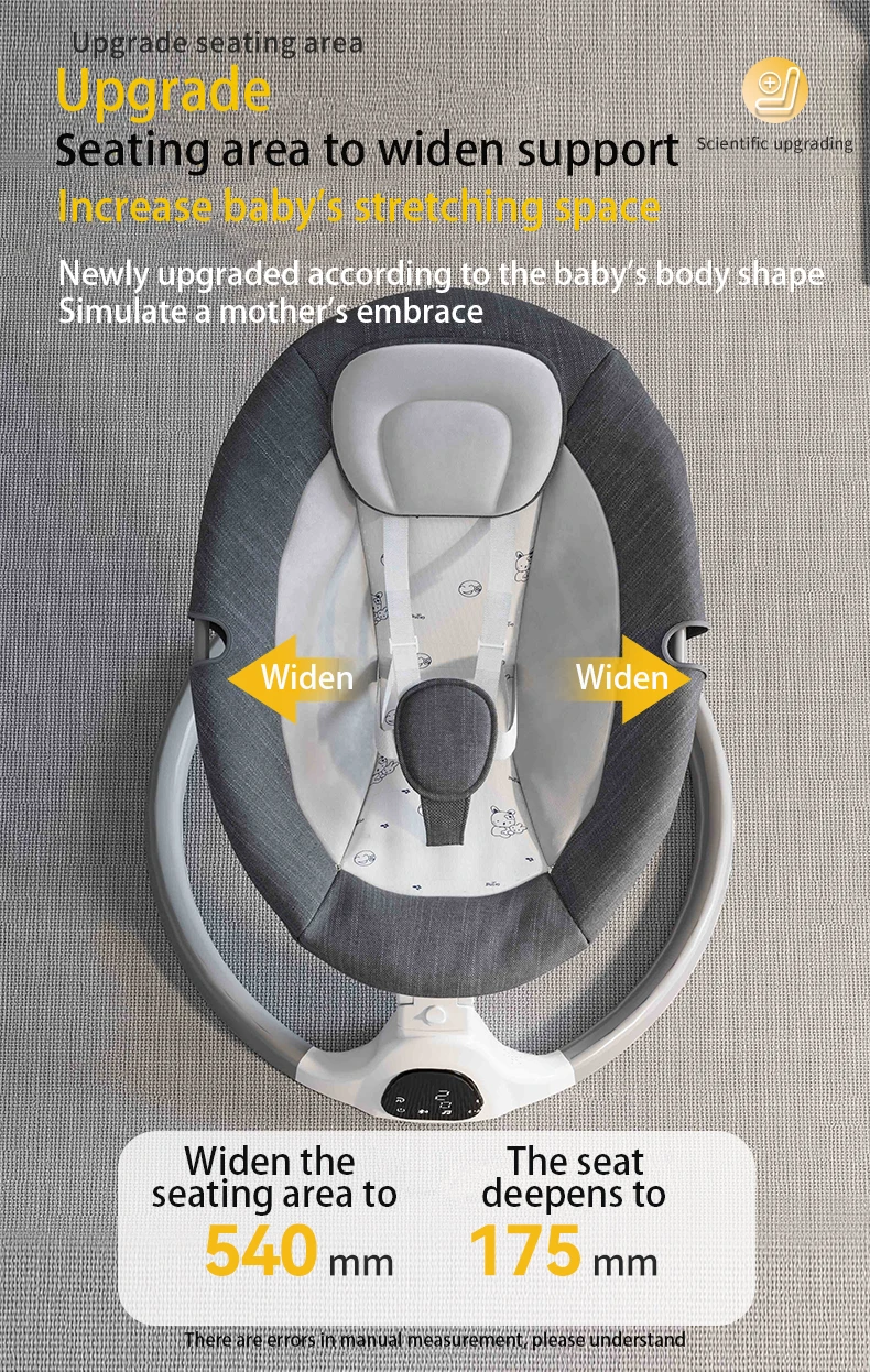 Adjustable Electric Baby Swing Rocking Chair Luxury Soft Comfort Recliner Shaker Cradle Effective Sleep Aid Baby Bed Portable Indoor Rest Seat For 0-3 Years Kids