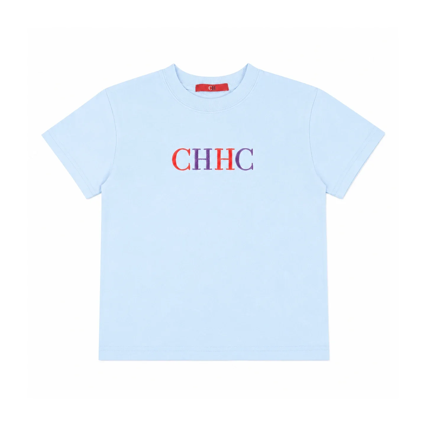 CH Trend Boys Crew Neck Contrast CHHC Embroidery Straight Hem Short Sleeve Tee Party Daily Top
