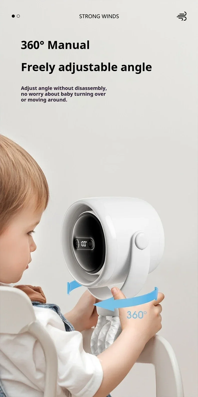 Baby Stroller Fan Adjustable Portable Clip Fan with Auto Oscillate Night Light Aroma Box USB Rechargeable Cooling Fan for Crib