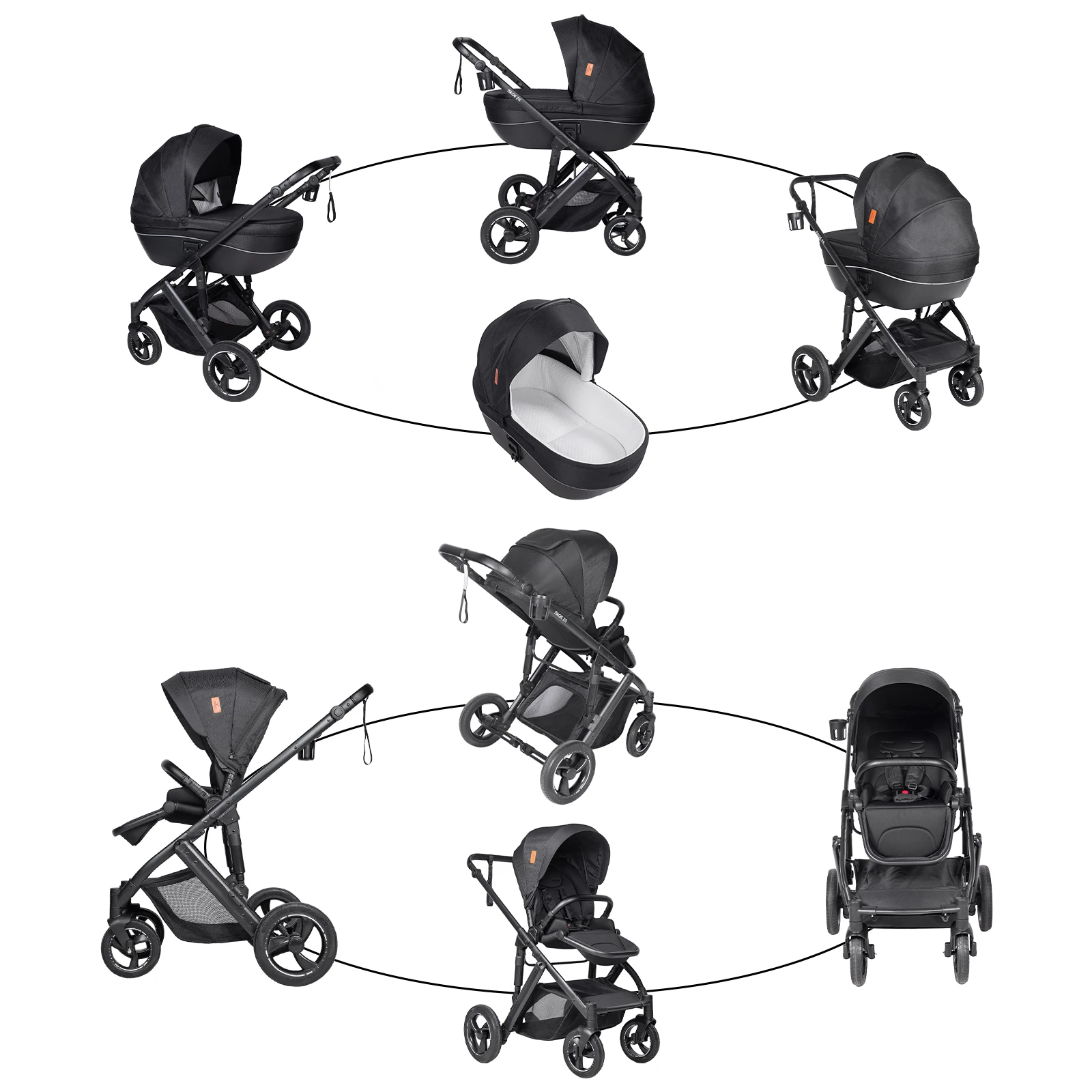 3 in 1 Stroller Baby Stroller Multi Functional Luxury High Landscape High Quality Lightweight Portable Foldable Travel Pram Newborn Carriage Shop Cart Street Fashion Tide Parent Good Choose Pushchair eith Baby Car Seat