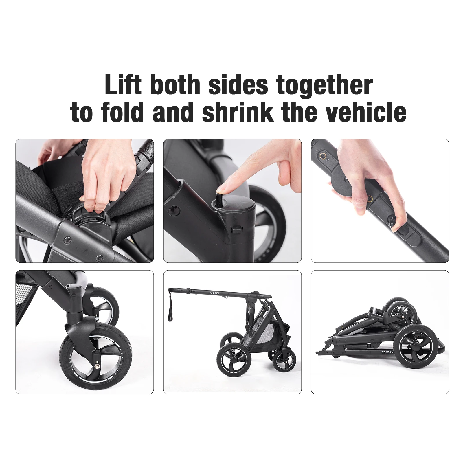 3 in 1 Stroller Baby Stroller Multi Functional Luxury High Landscape High Quality Lightweight Portable Foldable Travel Pram Newborn Carriage Shop Cart Street Fashion Tide Parent Good Choose Pushchair eith Baby Car Seat
