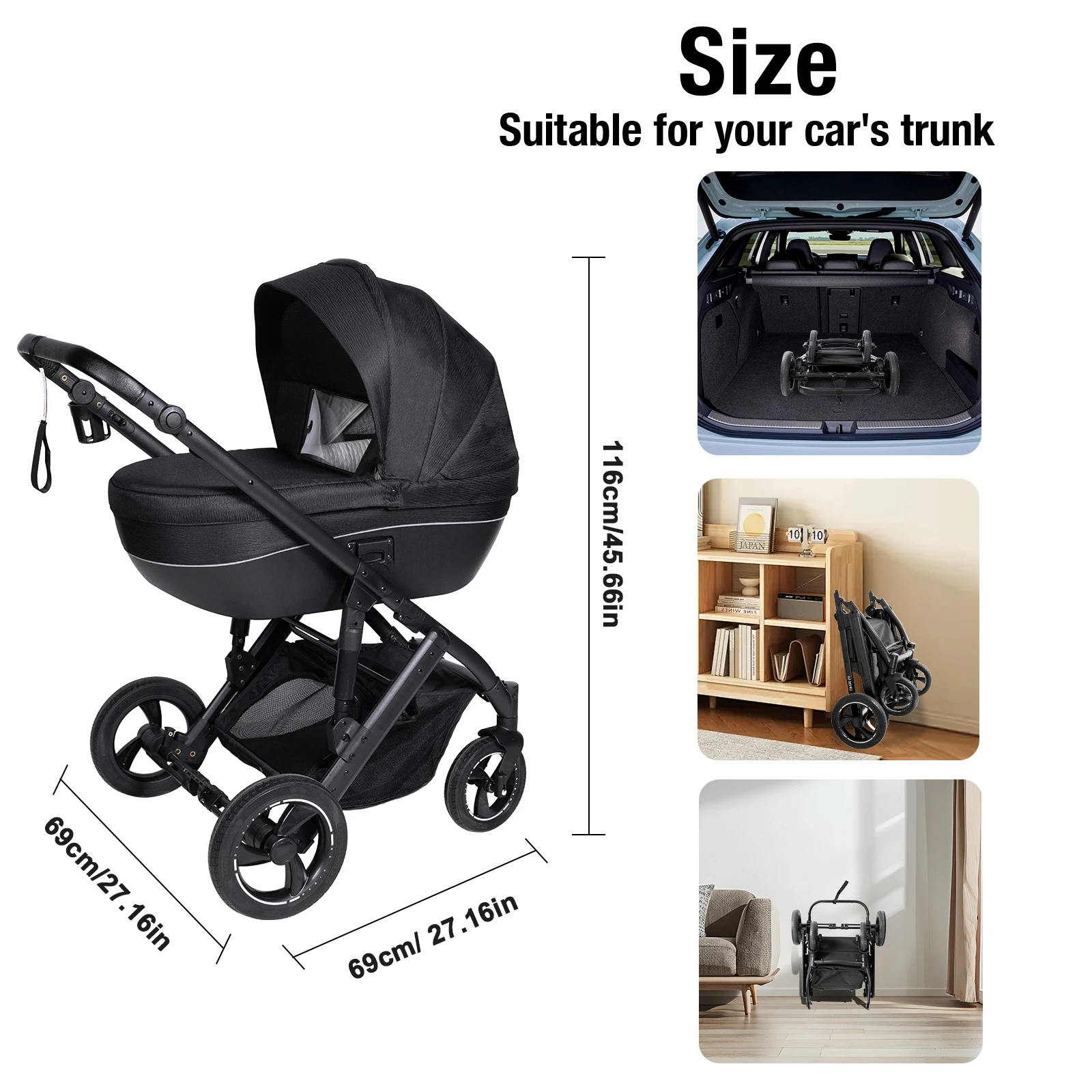 3 in 1 Stroller Baby Stroller Multi Functional Luxury High Landscape High Quality Lightweight Portable Foldable Travel Pram Newborn Carriage Shop Cart Street Fashion Tide Parent Good Choose Pushchair eith Baby Car Seat