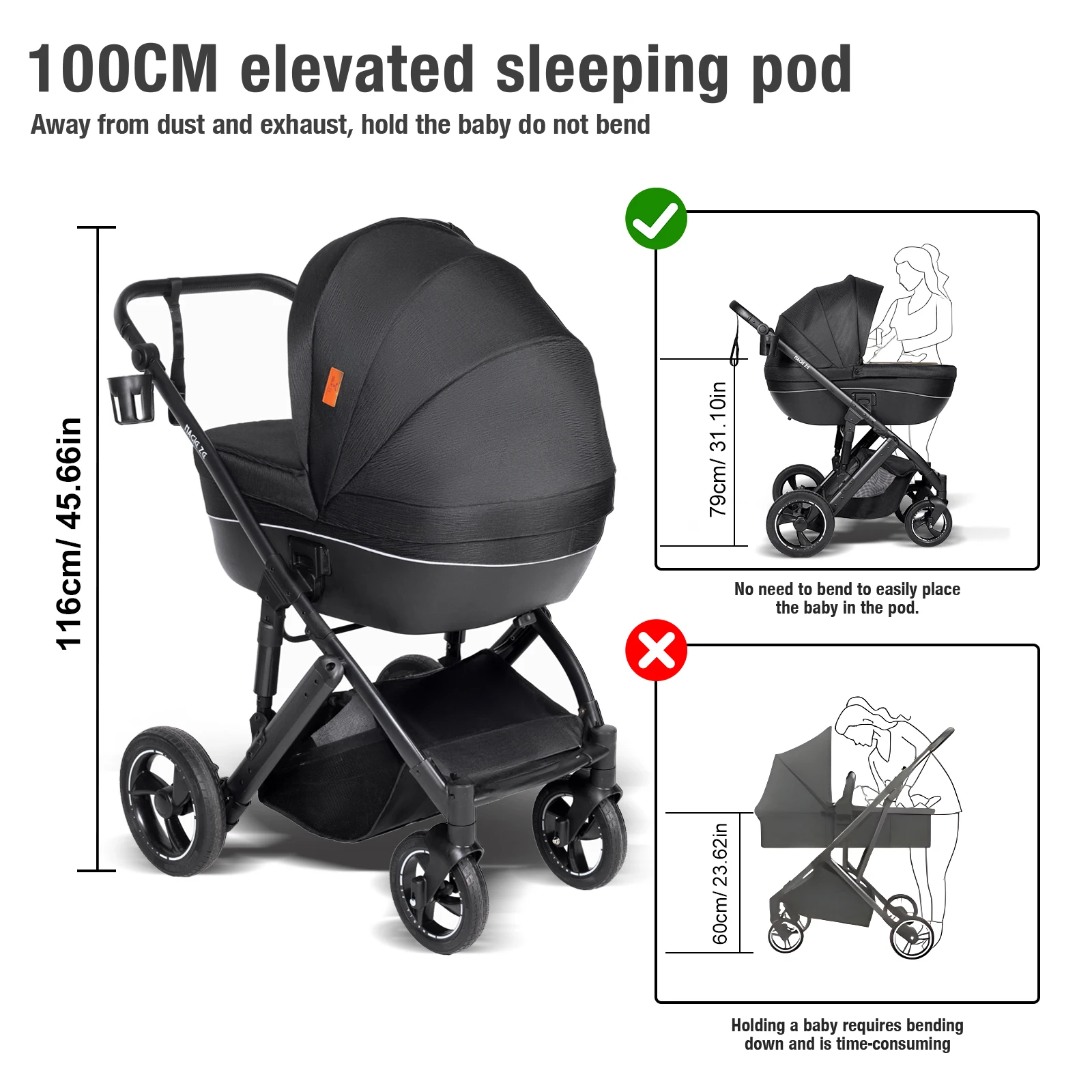 3 in 1 Stroller Baby Stroller Multi Functional Luxury High Landscape High Quality Lightweight Portable Foldable Travel Pram Newborn Carriage Shop Cart Street Fashion Tide Parent Good Choose Pushchair eith Baby Car Seat