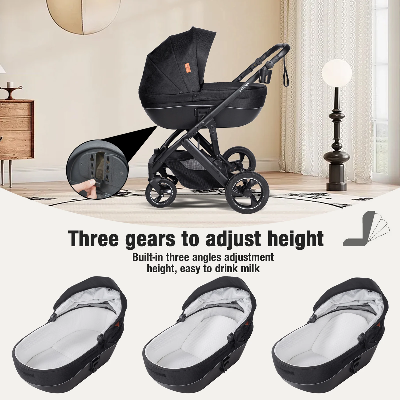 3 in 1 Stroller Baby Stroller Multi Functional Luxury High Landscape High Quality Lightweight Portable Foldable Travel Pram Newborn Carriage Shop Cart Street Fashion Tide Parent Good Choose Pushchair eith Baby Car Seat