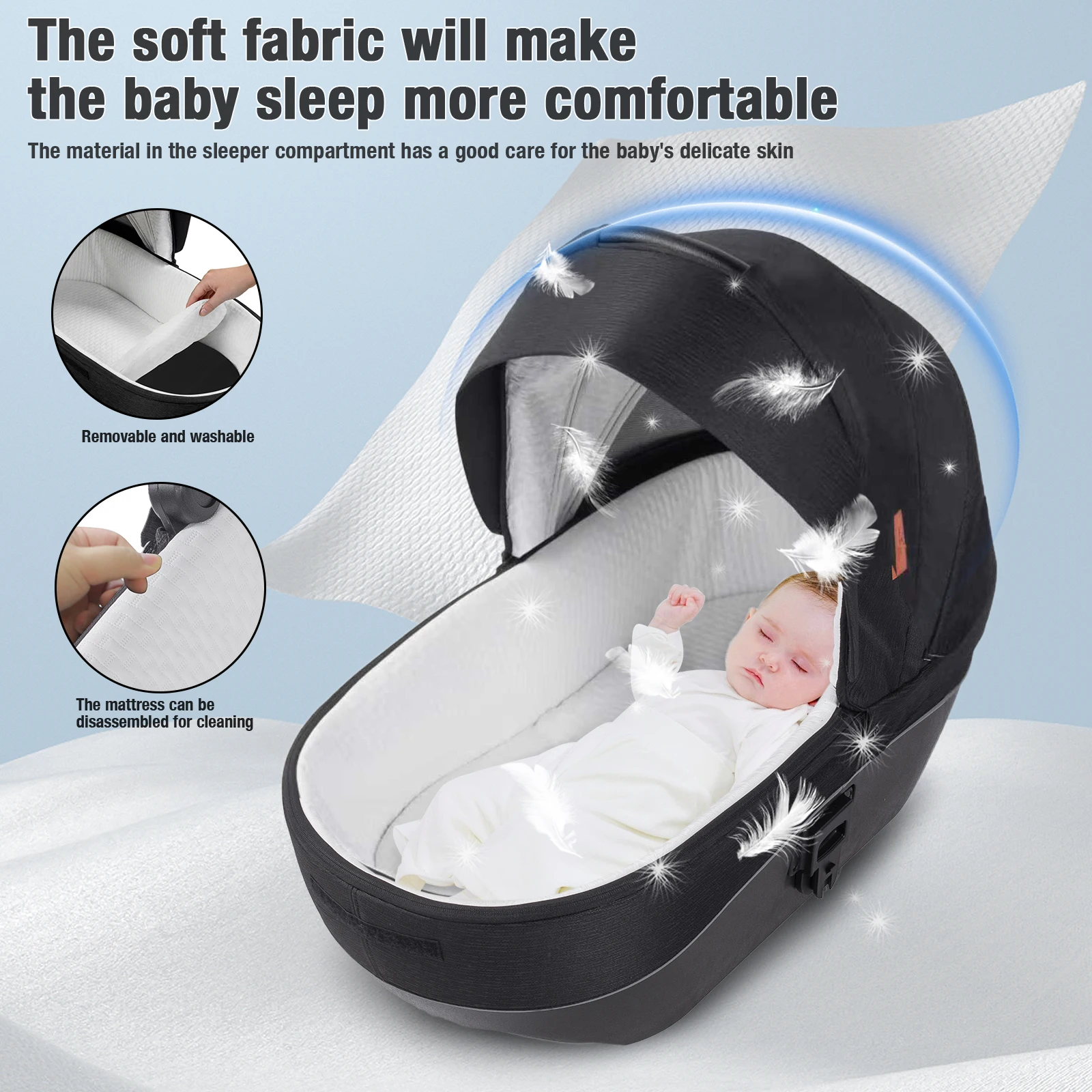 3 in 1 Stroller Baby Stroller Multi Functional Luxury High Landscape High Quality Lightweight Portable Foldable Travel Pram Newborn Carriage Shop Cart Street Fashion Tide Parent Good Choose Pushchair eith Baby Car Seat