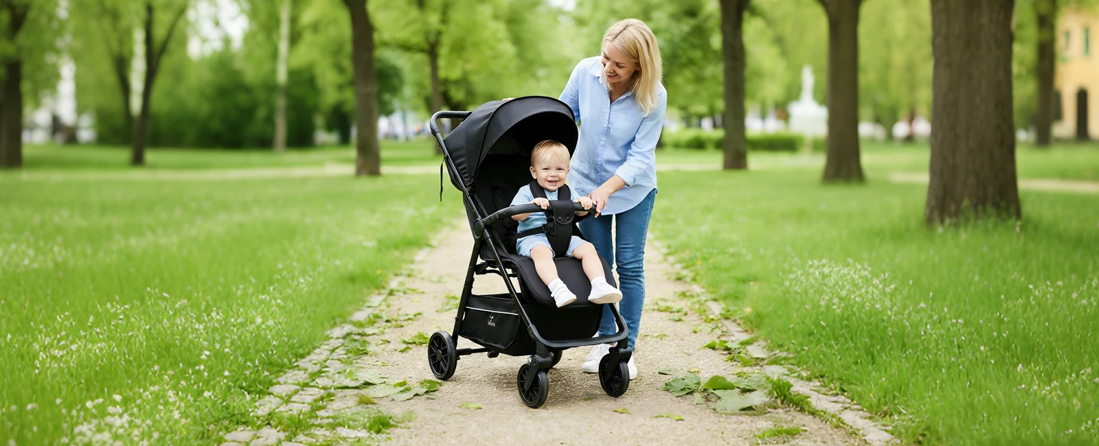 2-in-1 Baby Stroller Simple Assembly Cheap and Practical Light and Portable Travel High Landscape Pram Good Choice for Parents Popular