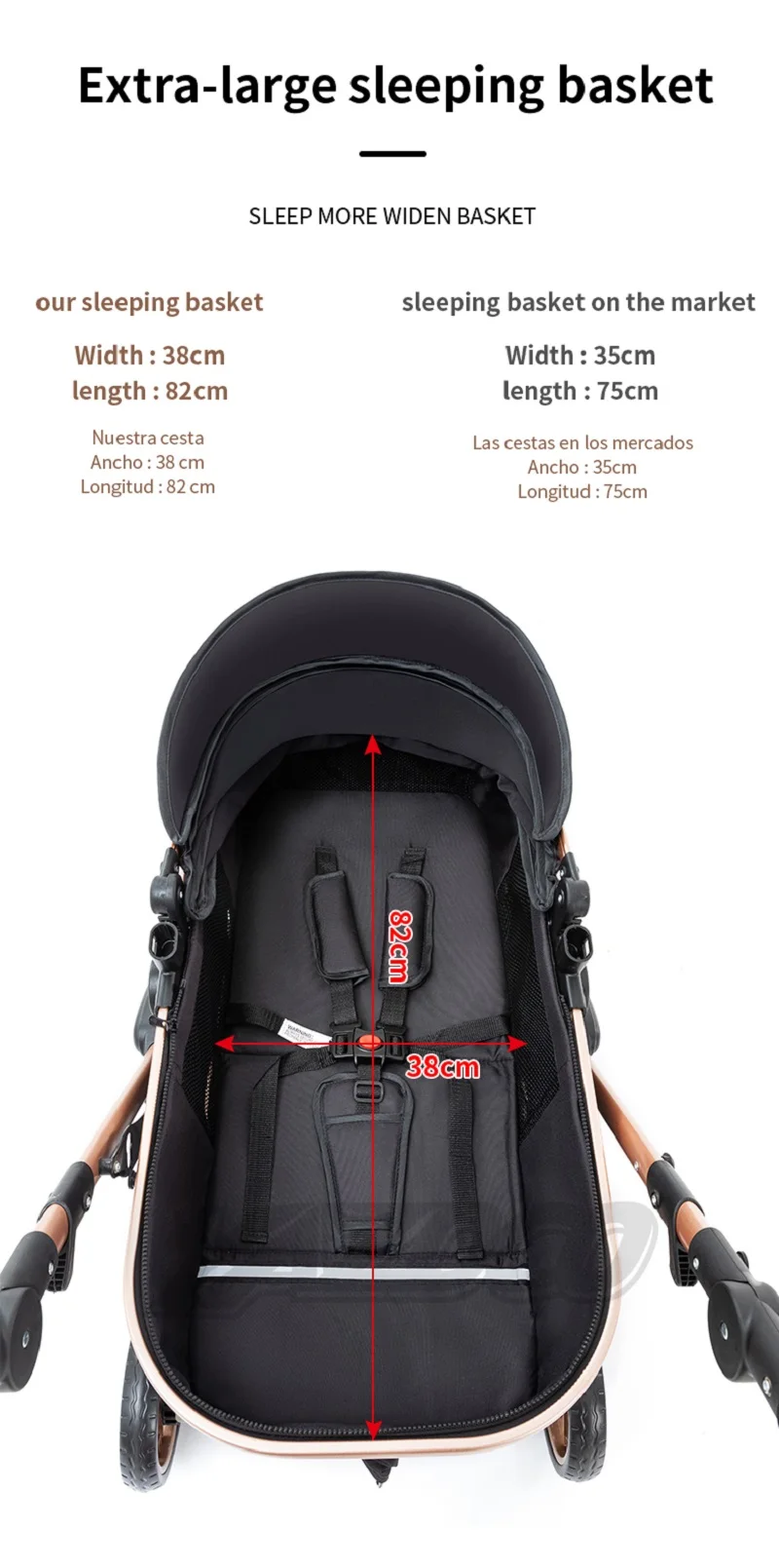 Portable Foldable 3-in-1 Baby Push Pram Stroller, Reversible Push Handle Structure, Premium Aluminium Alloy Frame, Multi-scene Travel Cart For Infant Toddler