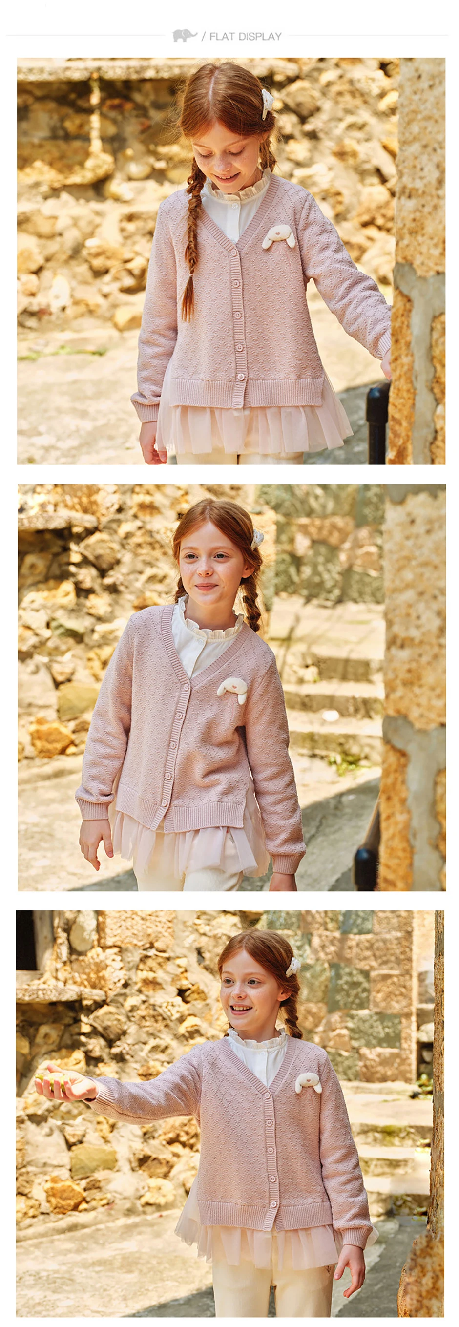 Dave Bella Children Autumn Spring Mesh Sweater Coat Girls Long Sleeve Knitted Cardigan Cute Tops Kids Outdoor Clothes DK3262709