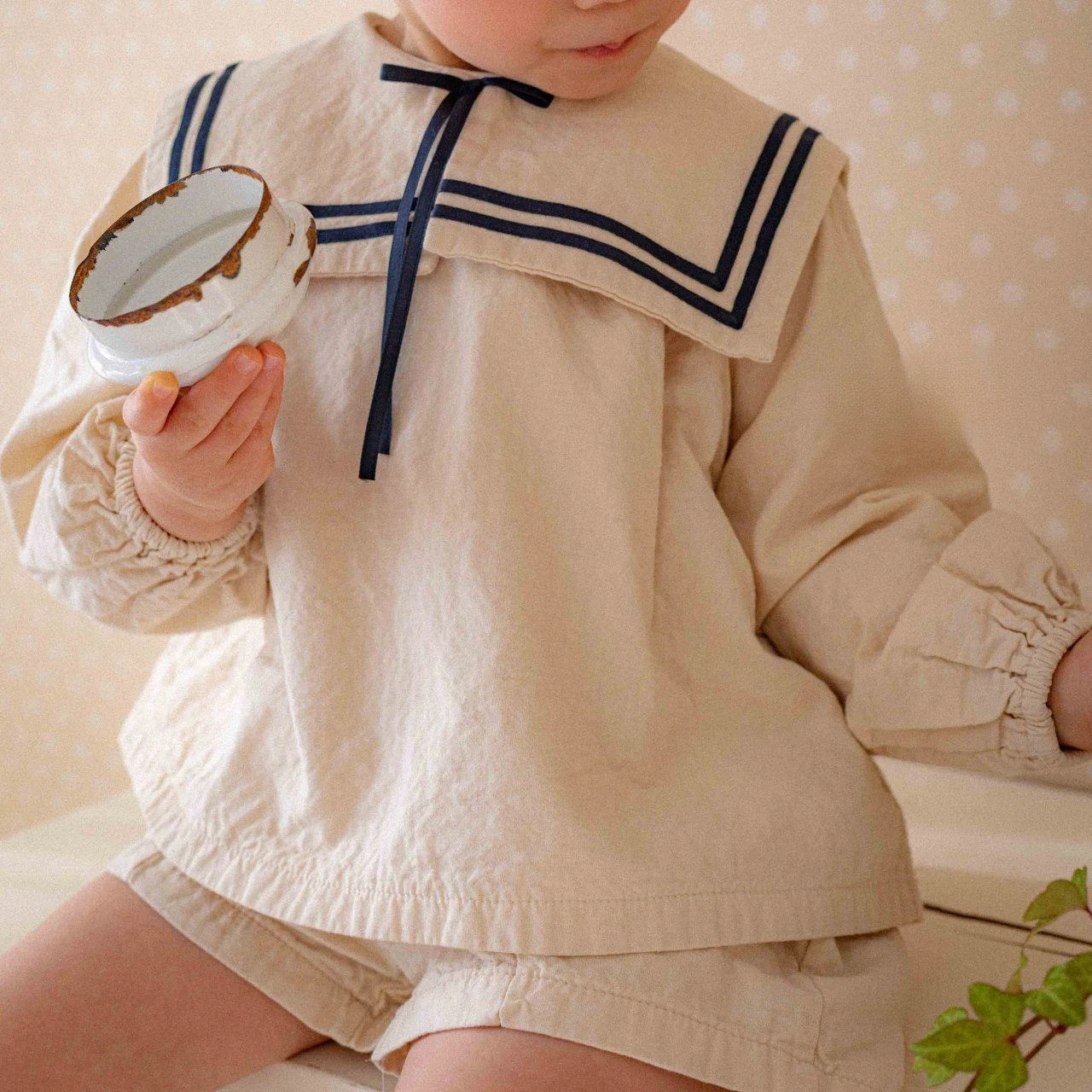 2026 Summer New Boys Girls Sailor Collar Clothes Set Children Long Sleeve Casual Lapel Shirts + Pants 2pcs Suit Toddler Outfits