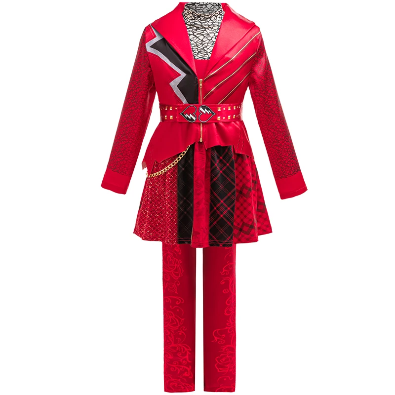 Girls Rise Red Princess Costume Sets Dress Embroidered Pants Jacket Coat For Kids Halloween Birthday Party Performance Dress Up