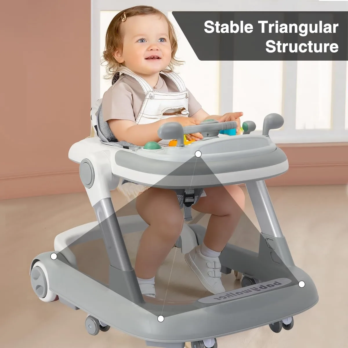 Activity 2‑in‑1 Baby Push Walker for Toddlers, Removable Feeding Tray and Music Tray (No Battery Included) Baby Walker