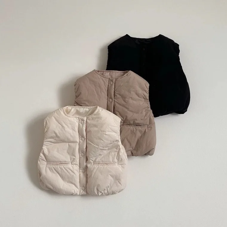 2026 Winter New Baby Girl Warm Vest Children Sleeveless Jacket Coat Kids Boys Windproof Vest Solid Infant Casual Clothes