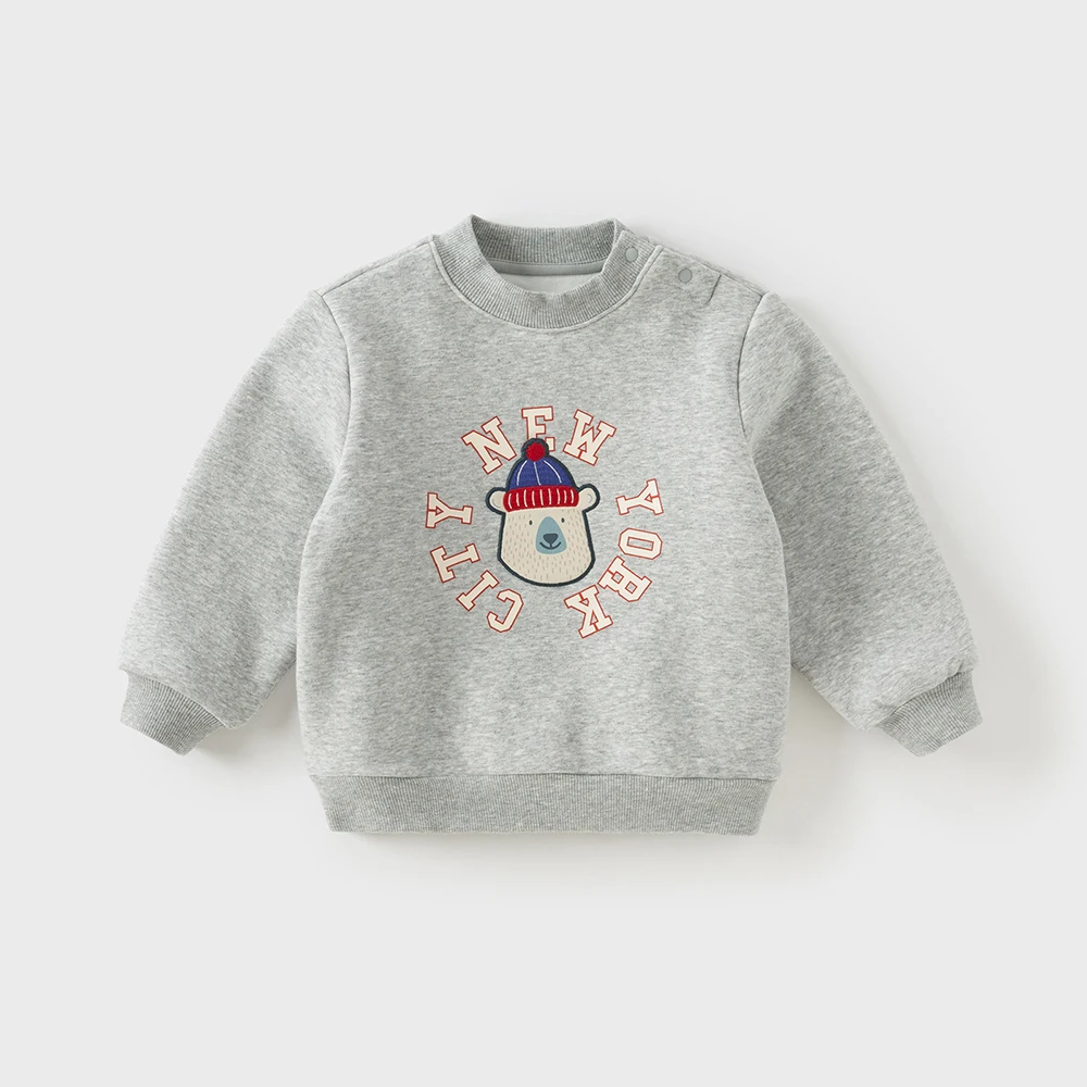 Dave Bella Boys Long Sleeve Fleece-lined Pullover Sweatshirt Children Autumn Winter Coat Kids Sportswear Clothing DB4253869