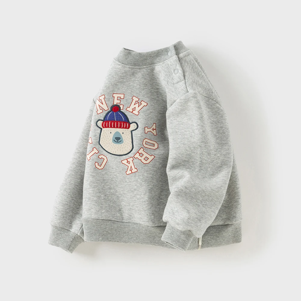 Dave Bella Boys Long Sleeve Fleece-lined Pullover Sweatshirt Children Autumn Winter Coat Kids Sportswear Clothing DB4253869
