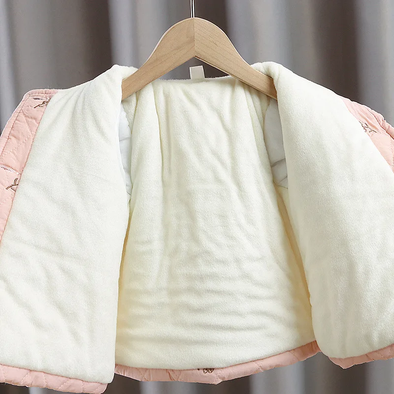 Winter Children Girl Coat Warm Thick Fleece Infant Girl Clothes Doll Collar Kid Jacket Flower Bag Elegant Toddler Outwear A1355