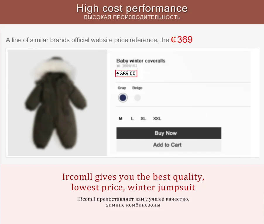 -30 Degree Winter Baby Clothes Overalls Outwear Suits For Infants Baby Ski Suit Thick Baby Jumpsuit Waterproof Hooded For Girls