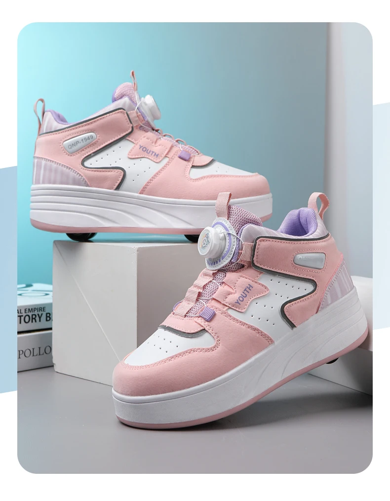 Students Children's Shoes Four Wheel Light Shoes Boys Invisible Roller Shoes Large Size Outdoor Sports Walking Shoes Women