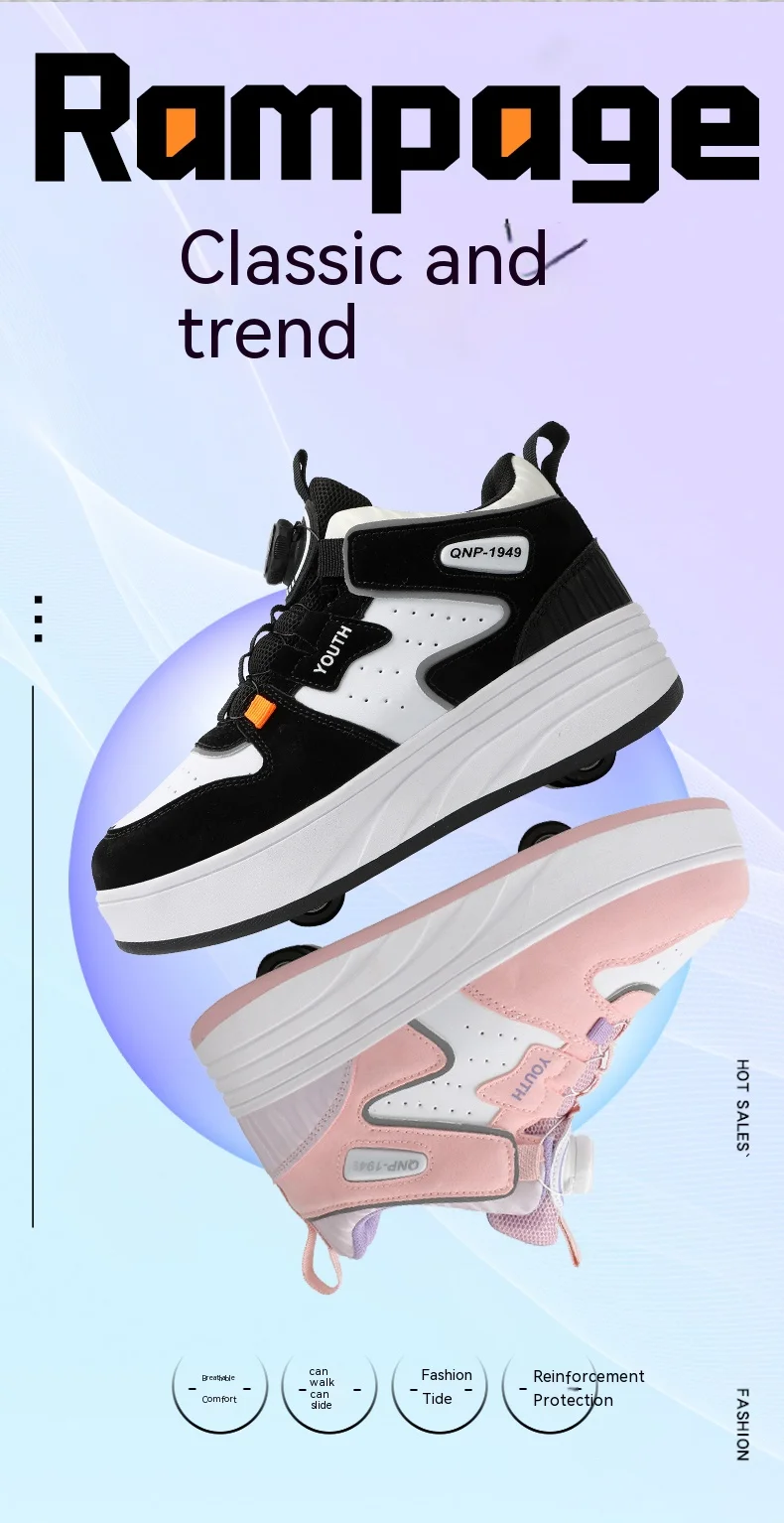 Students Children's Shoes Four Wheel Light Shoes Boys Invisible Roller Shoes Large Size Outdoor Sports Walking Shoes Women