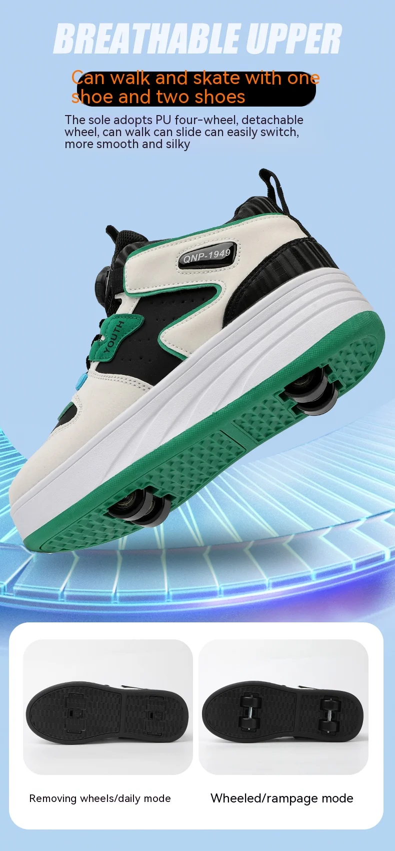 Students Children's Shoes Four Wheel Light Shoes Boys Invisible Roller Shoes Large Size Outdoor Sports Walking Shoes Women