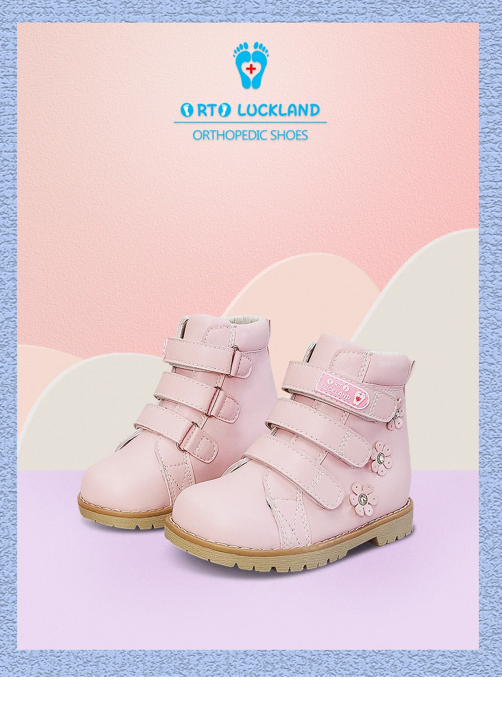 Winter Children Pink Shoes Orthopedic Boots For Kids Casual Luxury Ankle Booties With Rhinestone Flower Leather School Footwear