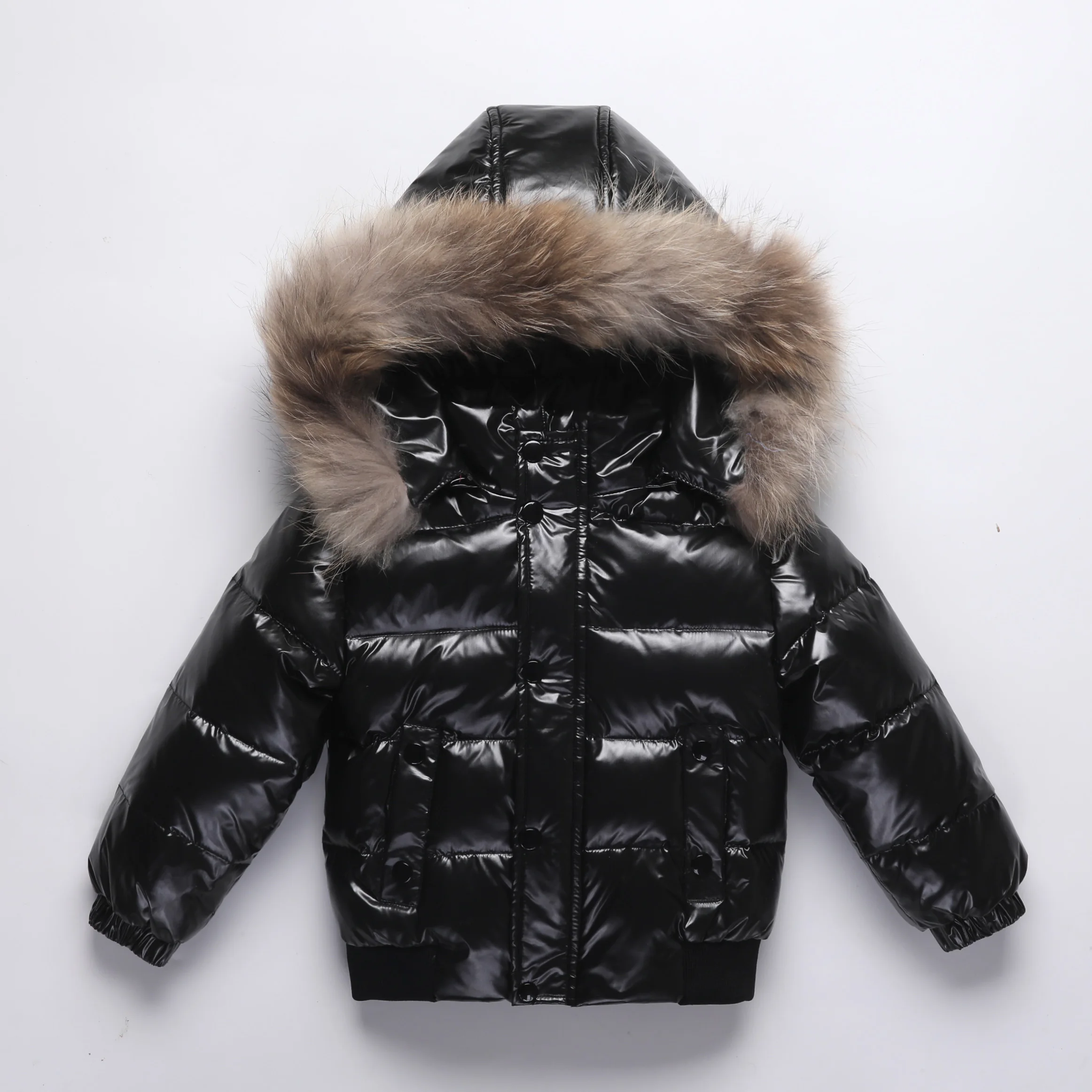RAISE 2025 Winter Baby Girl Down Jacket Waterproof Shiny Real Fur Thicken Warm Boy Outerwear Coat 1-8 Years Kid Boy Parka Outfit