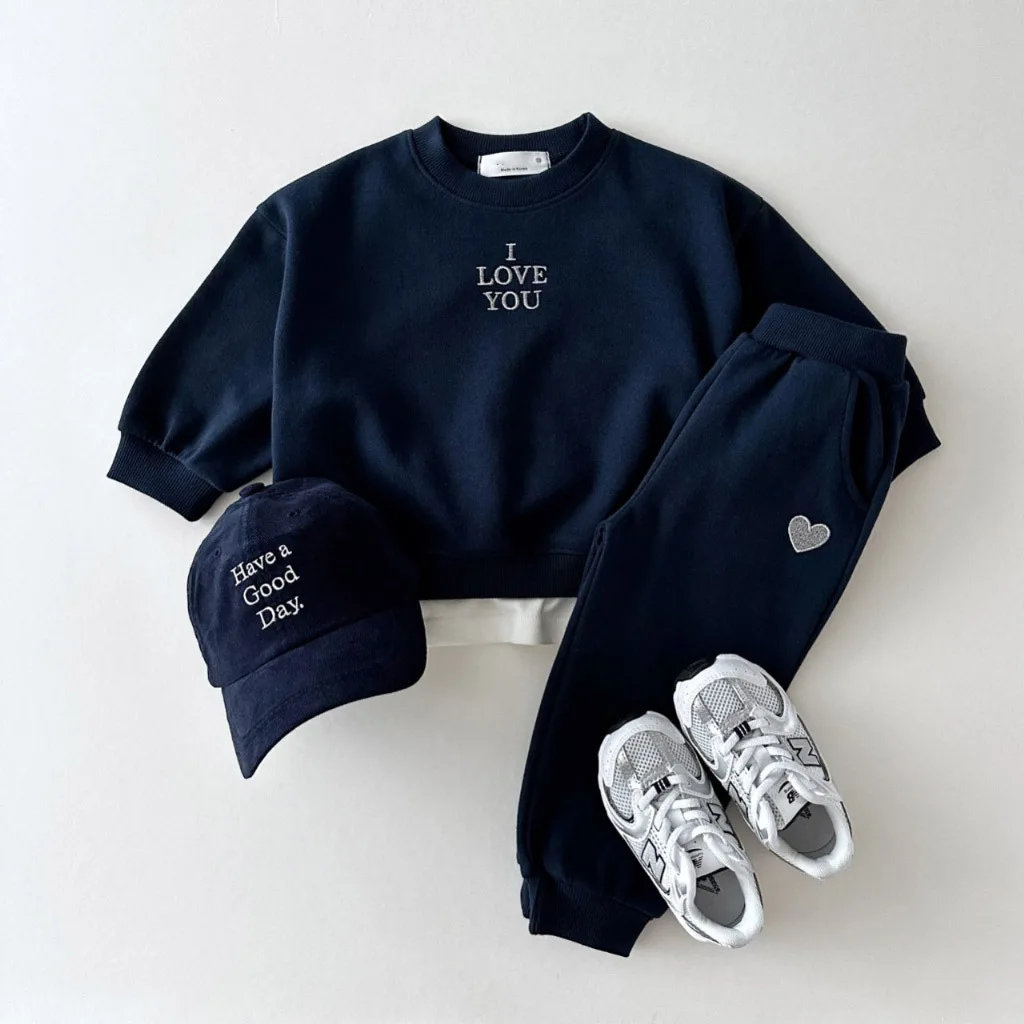 2025 Autumn New Children Long Sleeve Clothes Set Letter Embroidery Baby Casual Sweatshirt + Pants 2pcs Suit Toddler Girl Outfits