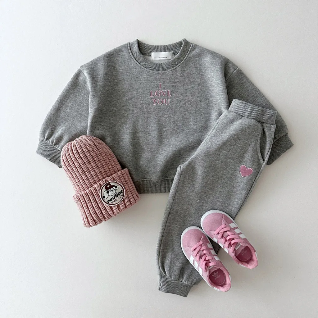 2025 Autumn New Children Long Sleeve Clothes Set Letter Embroidery Baby Casual Sweatshirt + Pants 2pcs Suit Toddler Girl Outfits