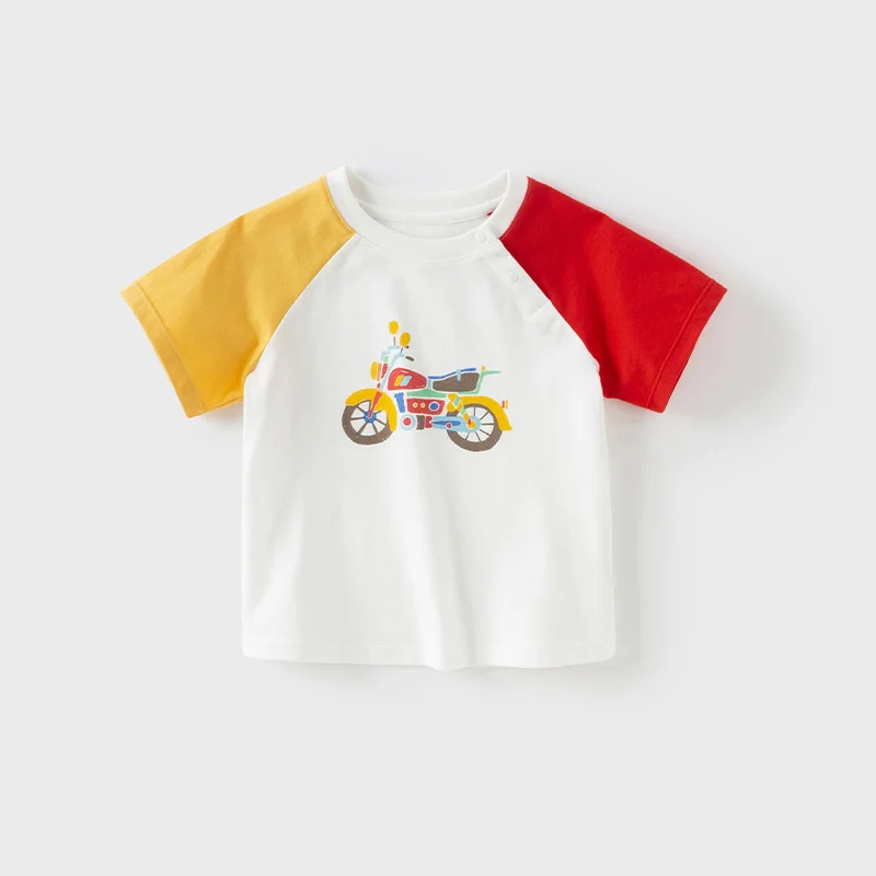 Dave Bella Summer T-shirt for Boys Casual Short Sleeve Tops Children Car Printed Cotton T-shirt Casual Kids Clothes DB2251530