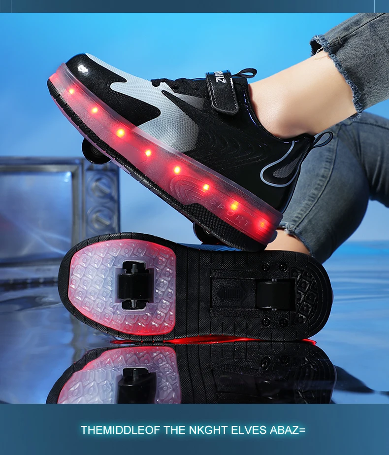 Kids Sneakers USB Recharge Light Up Skates Shoes Boys Girls Casual Skateboarding Shoe Roller Skate Outdoor Sports Shoes With LED
