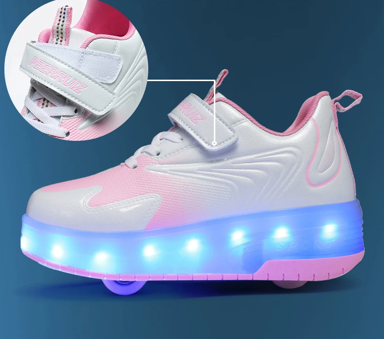 Kids Sneakers USB Recharge Light Up Skates Shoes Boys Girls Casual Skateboarding Shoe Roller Skate Outdoor Sports Shoes With LED