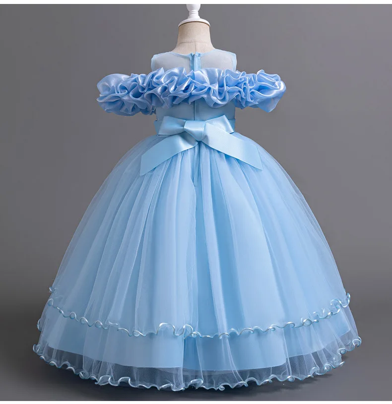 New 2026 Wedding Girl Long Dress Suitable for 8-12-Year-Old Christmas Girl's Clothing Sloppy Birthday Ball Night Dress