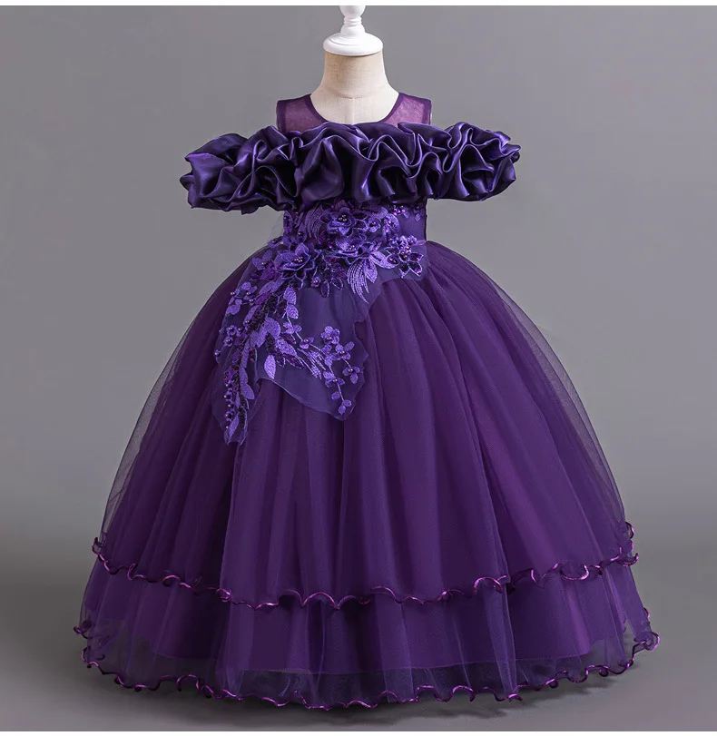 New 2026 Wedding Girl Long Dress Suitable for 8-12-Year-Old Christmas Girl's Clothing Sloppy Birthday Ball Night Dress