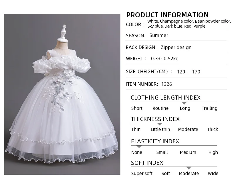 New 2026 Wedding Girl Long Dress Suitable for 8-12-Year-Old Christmas Girl's Clothing Sloppy Birthday Ball Night Dress