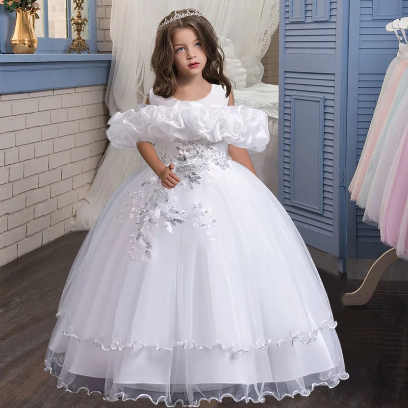 New 2026 Wedding Girl Long Dress Suitable for 8-12-Year-Old Christmas Girl's Clothing Sloppy Birthday Ball Night Dress